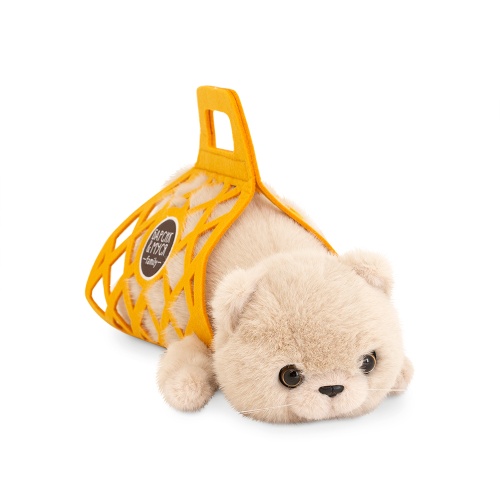 Мягкая игрушка "Кот Барсик в сумке" бежевый 56 см