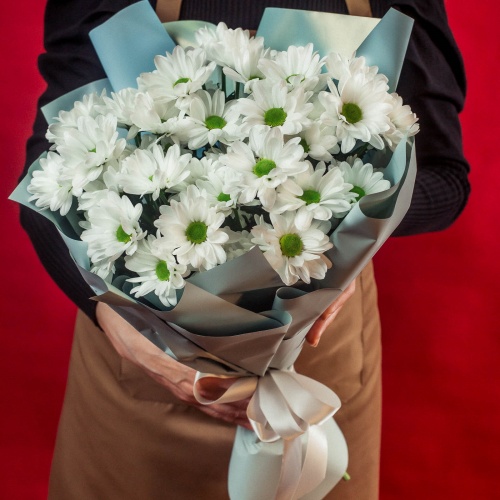 Букет из белых хризантем "Ромашка" (5 шт.)