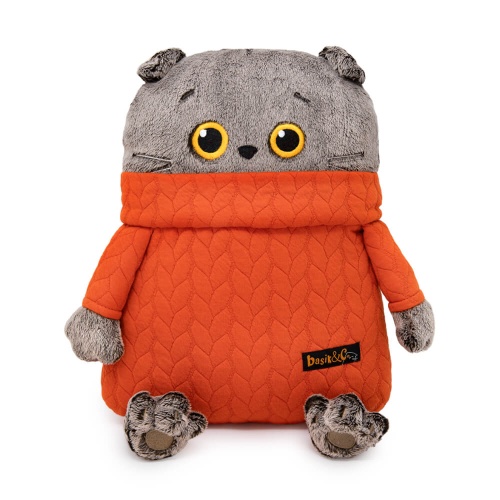 Кот Басик в свитере с косами 34 см