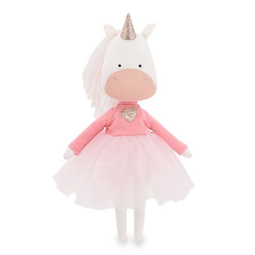 Мягкая игрушка "Единорог Дафни" в платье с сердцем 30 см