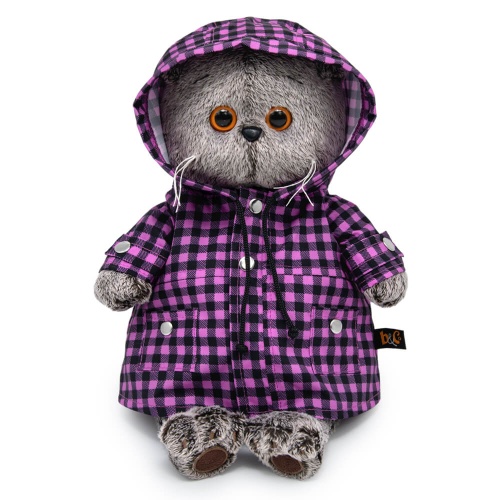 Кот Басик в клетчатом плаще 30 см