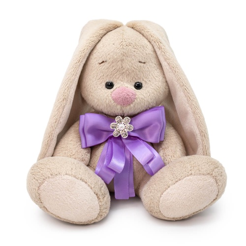 Зайка Ми с бантиком лавандового цвета и брошкой (малыш)