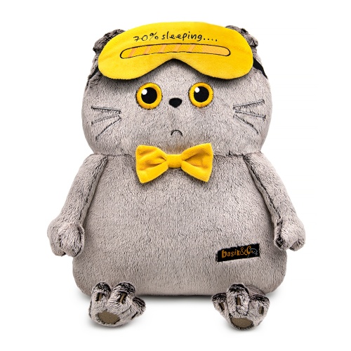 Кот Басик в маске для сна 34 см